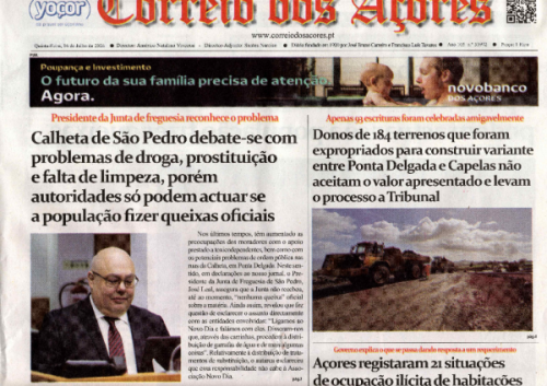 Correio dos A&ccedil;ores: Calheta de S&atilde;o Pedro debate-se com problemas de droga, prostitui&ccedil;&atilde;o e falta de limpeza, por&eacute;m autoridades s&oacute; podem actuar se a popula&ccedil;&atilde;o fizer queixas oficiais